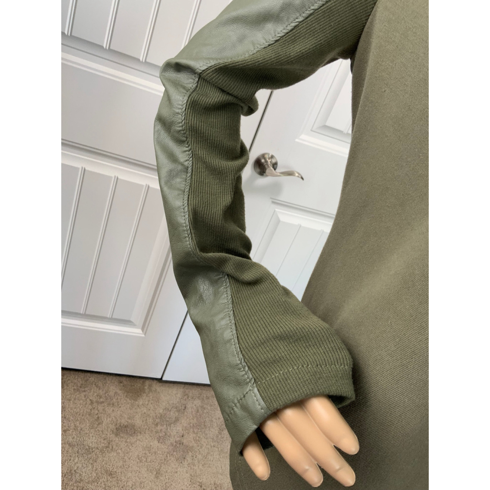 Blank NYC Women's Jacket Sz Sm Green Asymmetrical Zipper Cowl Neck Faux Leather - Picture 5 of 13